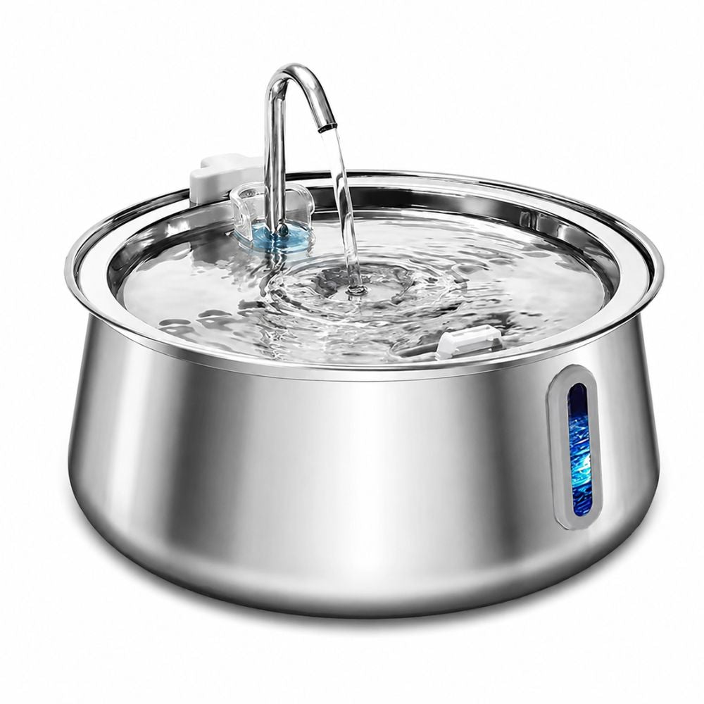 Steel Fountain 4 litre capacity and dimensions diagram premium cat water fountain