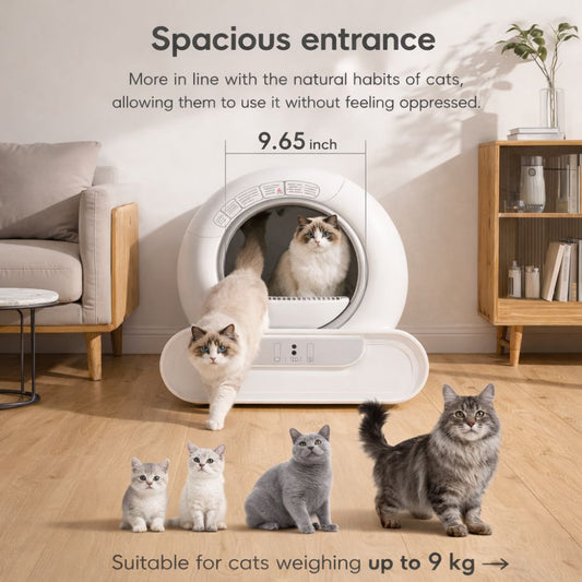 Automatic XL cat litter box with double deodorisation and sealed waste compartment