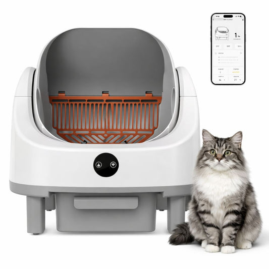 Open-top self-cleaning cat litter box with spacious modern design