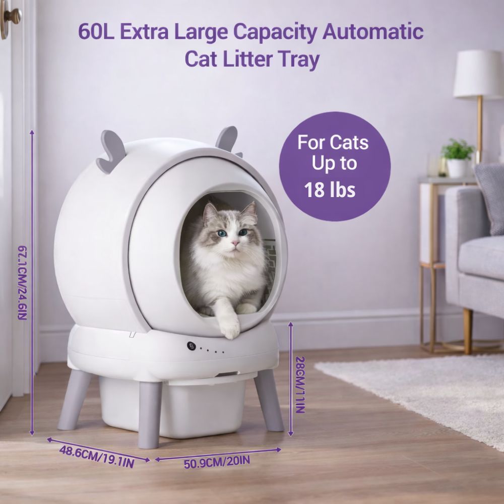 Premium automatic cat litter box with enclosed odour-sealed structure