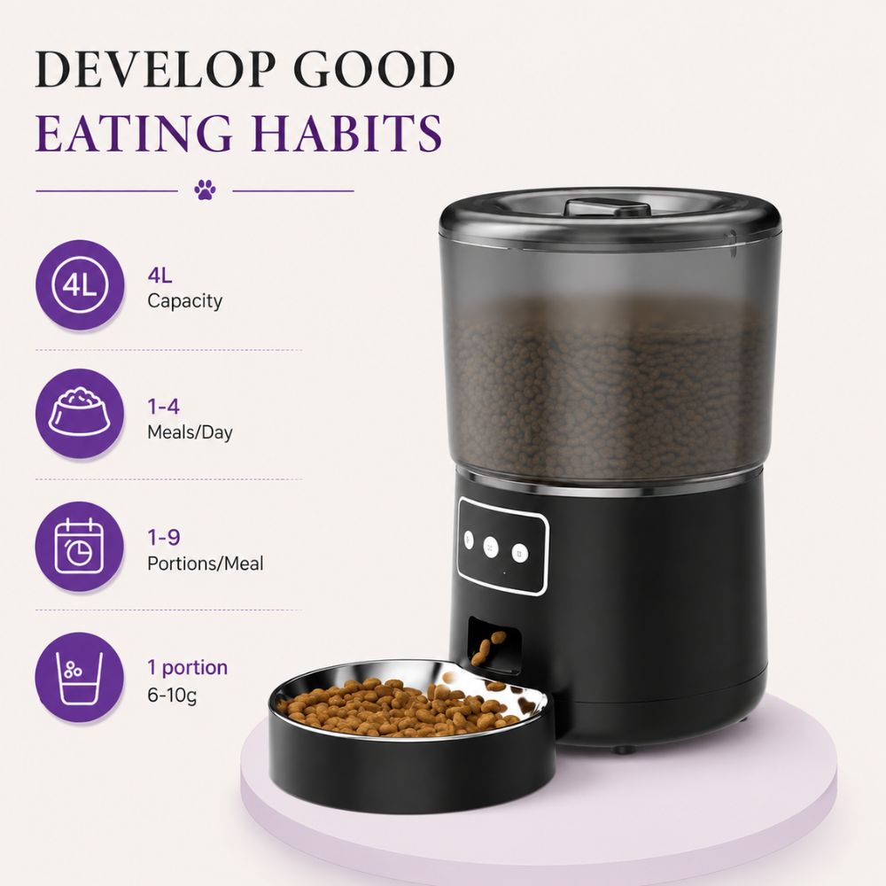 Smart Feeder removable stainless steel bowl close-up, dishwasher safe and hygienic