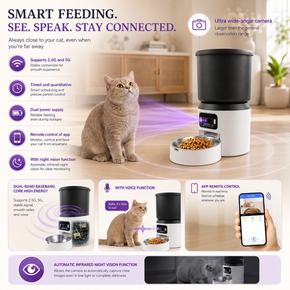 Camera Feeder infrared night vision activated for low-light monitoring of cat