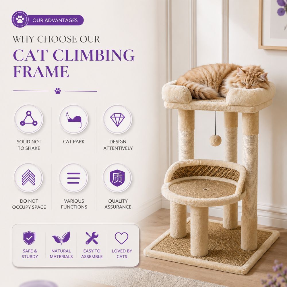 Natural sisal scratching post wrapped around Loft Tree central column for cat scratching