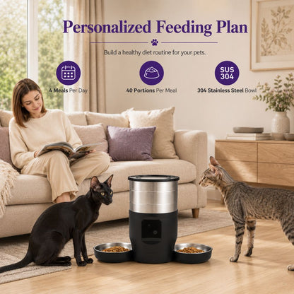 Dual Feeder top view showing 4.5 litre shared hopper and dual bowl configuration