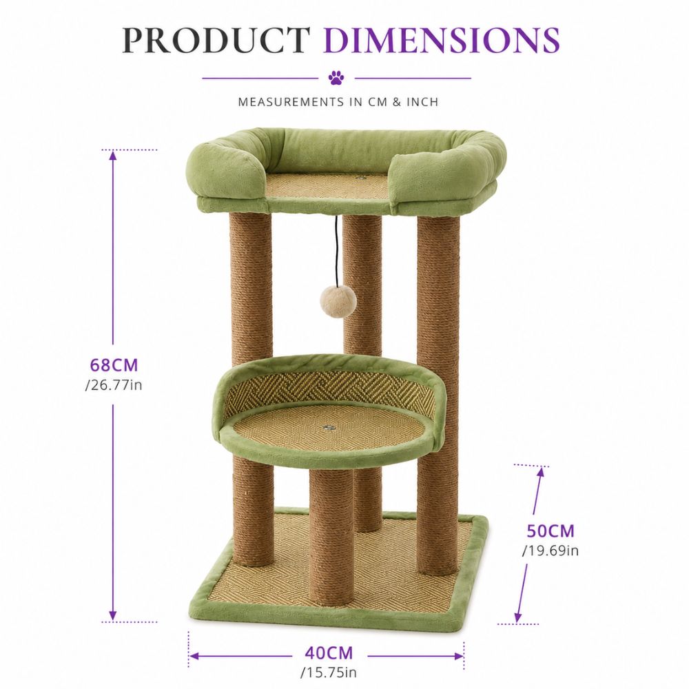 Loft Tree dimensions diagram 40 by 40 by 70 centimetres compact footprint cat furniture