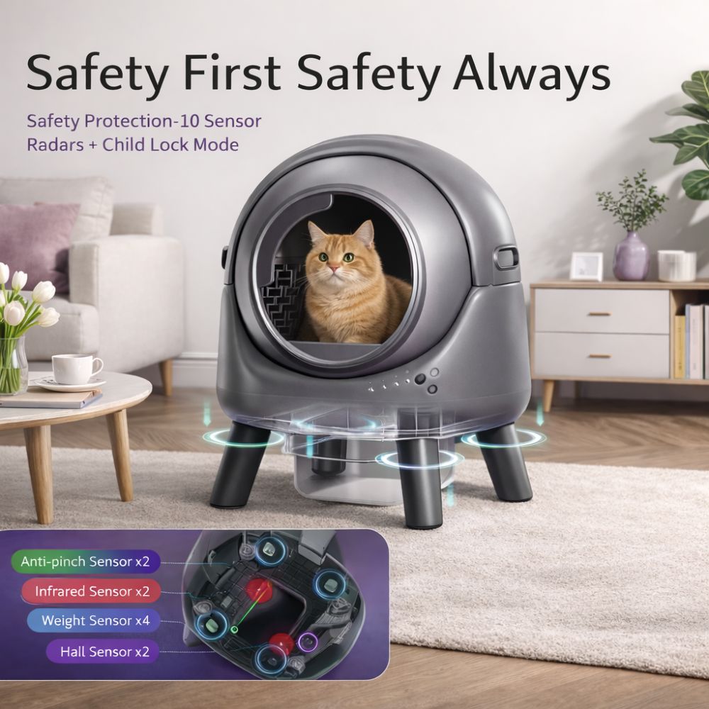 Smart automatic litter box with app control and active odour neutralisation