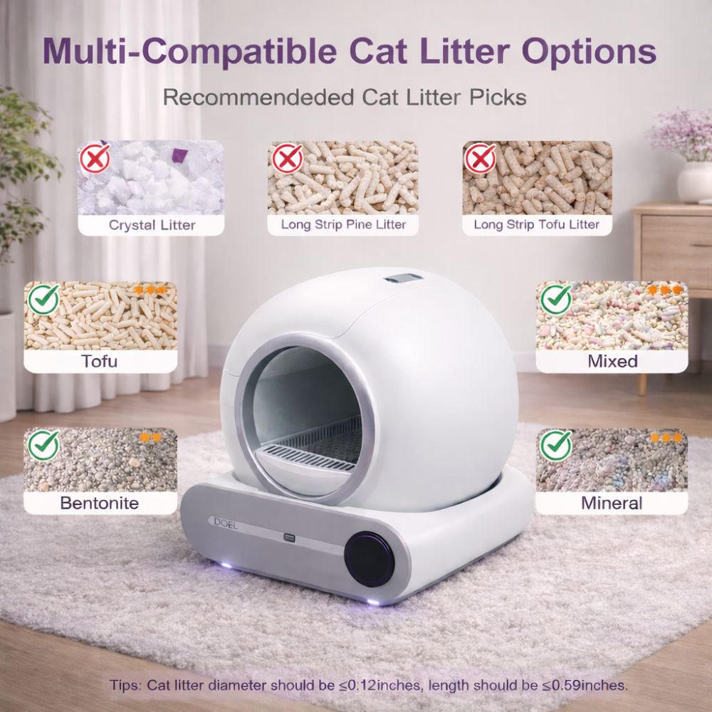 Modern enclosed litter box compatible with clumping and tofu cat litter